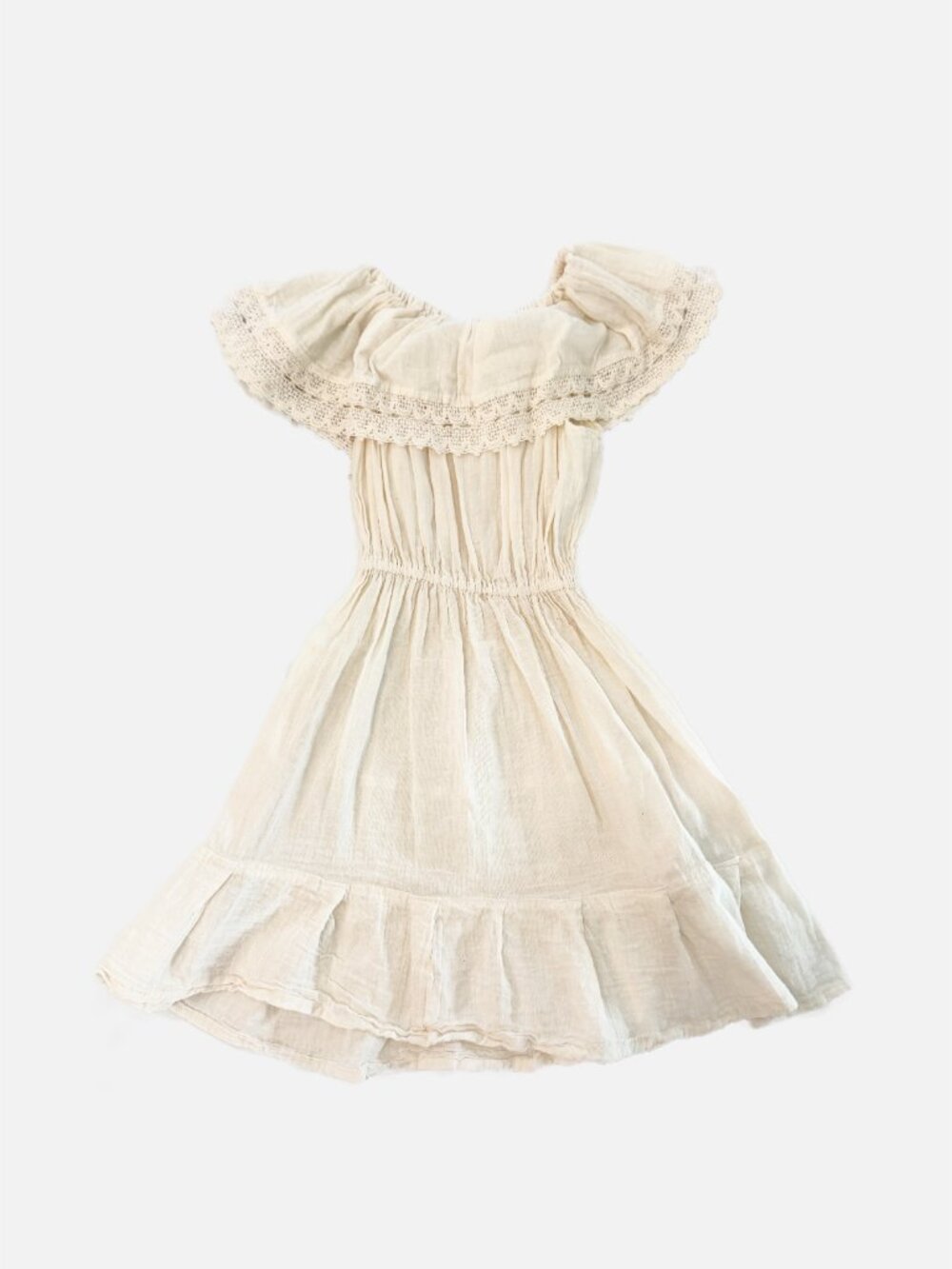 Hispanic Heritage Month Festive Gauze Ivory Embroidered Dress Girls 6 - Picture 5 of 8